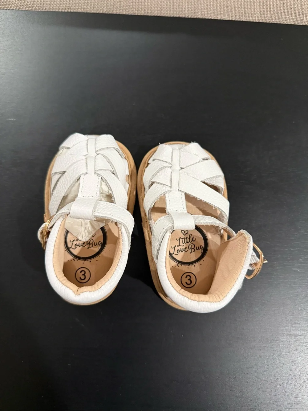 Little LoveBug White Toddler Fisherman Sandals with Buckle